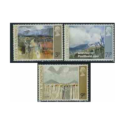 3 عدد تمبر تابلو نقاشی - ایالت اولستر در ایرلند - انگلستان 1971