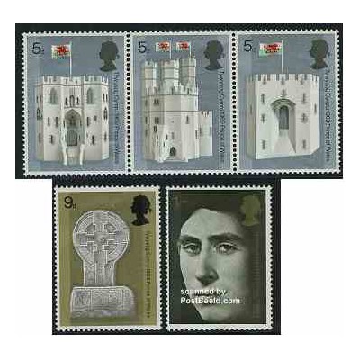 5 عدد تمبر ولیعهد انگلستان - انگلیس 1969