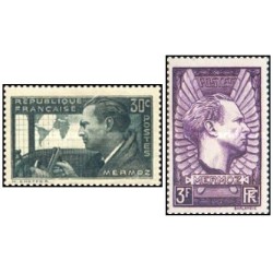 2 عدد تمبر اولین سالگرد درگذشت ژان مرموز - فرانسه 1937 کیفیت MN - قیمت5 دلار