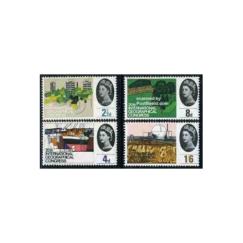 4 عدد تمبر کنگره جغرافی - انگلیس 1964 ارزش روی تمبرها نزدیک به 2 پوند