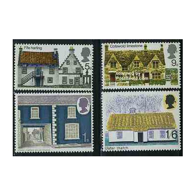 4 عدد تمبر جام معماری روستائی - انگلیس 1970