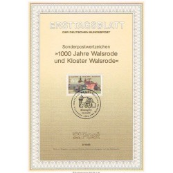 برگه اولین روز انتشار تمبر هزارمین سالگرد کلیسای جامع والسرود - جمهوری فدرال آلمان 1986