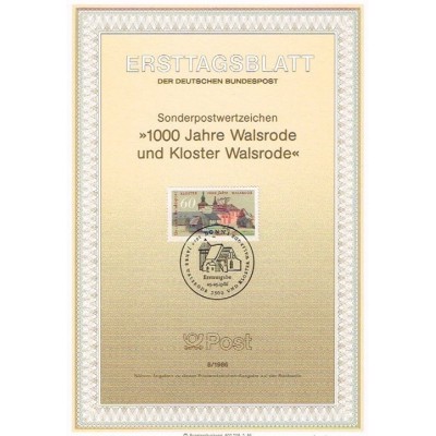برگه اولین روز انتشار تمبر هزارمین سالگرد کلیسای جامع والسرود - جمهوری فدرال آلمان 1986