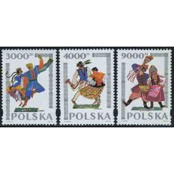 3 عدد تمبر رقصهای قومی - لهستان 1994