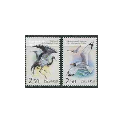 2 عدد تمبر پرندگان - تمبر مشترک با قزاقستان - روسیه 2002