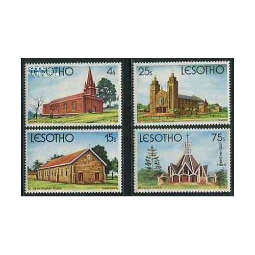 تمبر خارجی - 4 عدد تمبر کریستمس - کلیساها - لسوتو 1980
