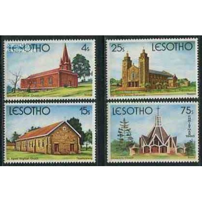 تمبر خارجی - 4 عدد تمبر کریستمس - کلیساها - لسوتو 1980