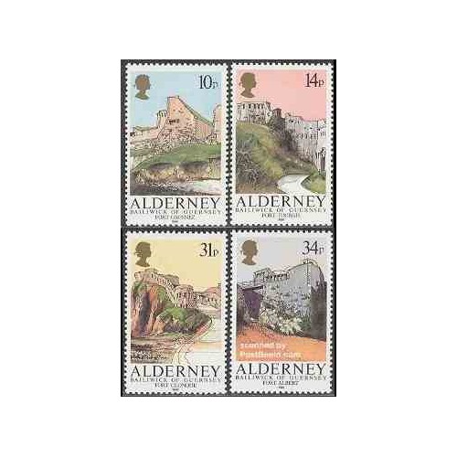 تمبر خارجی - 4 عدد تمبر قلعه ها و استحکامات - آلدرنی 1986