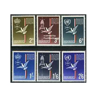 تمبر خارجی - 6 عدد تمبر استقلال - مالت 1964