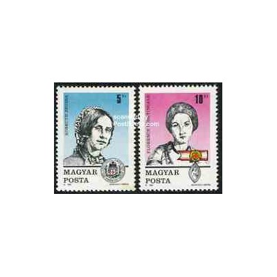 تمبر خارجی - 2 عدد تمبر روز تمبر - فلورانس نایتینگل ، کسوس سوسا - مجارستان 1989