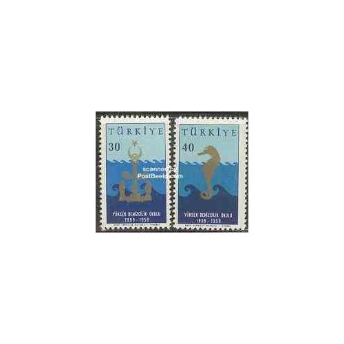 تمبر خارجی - 2 عدد تمبر مدرسه ناوگان تجاری - ترکیه 1959