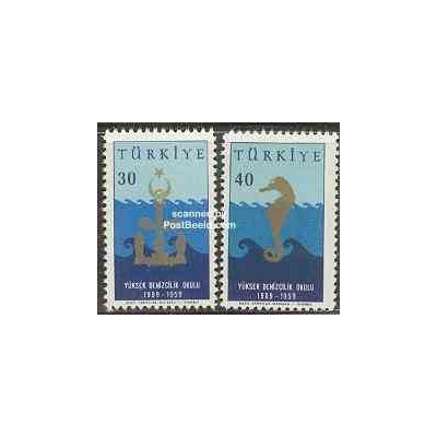 تمبر خارجی - 2 عدد تمبر مدرسه ناوگان تجاری - ترکیه 1959