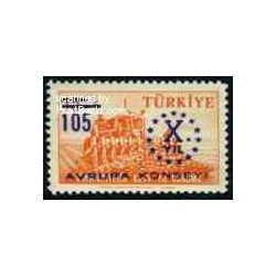تمبر خارجی - 1 عدد تمبر شورای اروپا - سورشارژ - ترکیه 1959