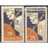 تمبر خارجی - 2 عدد تمبر دبیرستان تجارت - ترکیه 1958