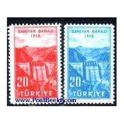 تمبر خارجی - 2 عدد تمبر سد ساریار - ترکیه 1956