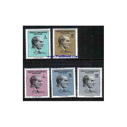 تمبر خارجی - 5 عدد تمبر سری پستی آتاتورک - ترکیه 1965