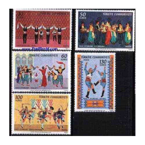تمبر خارجی - 5 عدد تمبر رقصهای محلی - ترکیه 1969