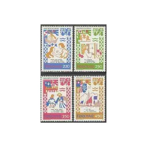 تمبر خارجی - 4 عدد تمبر آوزهای رقص قرون وسطی - جزایر فارو 1982