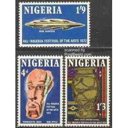 تمبر خارجی - 3 عدد تمبر فستیوال هنر - نیجریه 1972