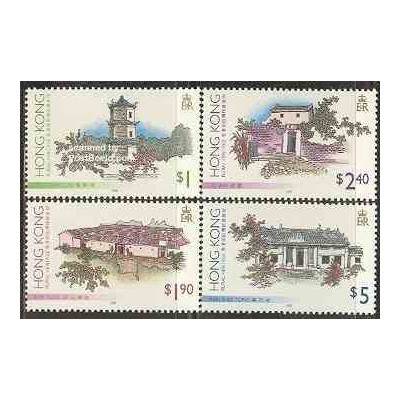 تمبر خارجی - 4 عدد تمبر بناهای سنتی - هنگ کنگ 1995