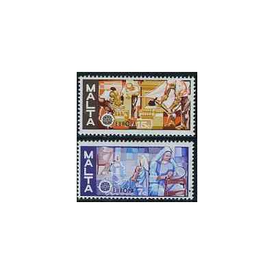 تمبر خارجی - 2 عدد تمبر صنایع دستی - تمبر مشترک اروپا - Europa Cept - مالت 1976