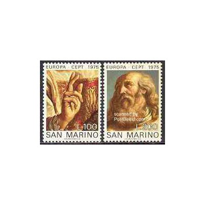 تمبر خارجی - 2 عدد تمبر تابلو نقاشی - تمبر مشترک اروپا - Europa Cept - سان مارینو 1975