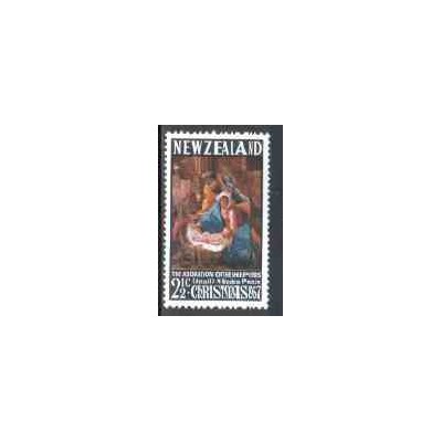 تمبر خارجی - 1 عدد تمبر کریستمس - تابلو نقاشی اثر پوسین - نیوزلند 1967