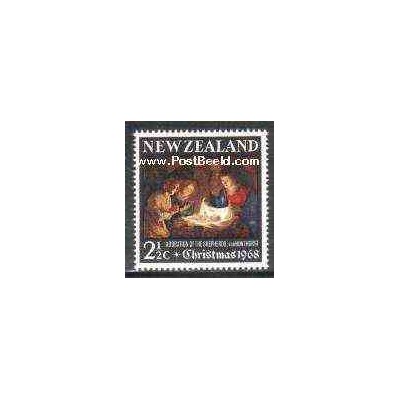 تمبر خارجی - 1 عدد تمبر کریستمس - تابلو نقاشی اثر جرارد ون هانتورست - نیوزلند 1968