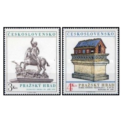2 عدد تمبر قلعه پراگ- چک اسلواکی 1982