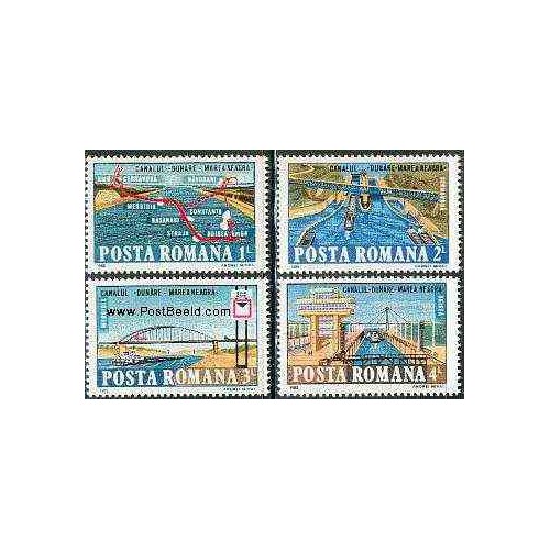 تمبر خارجی - 4 عدد تمبر کانال دریای سیاه و دانوب - رومانی 1985