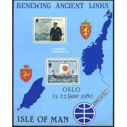تمبر خارجی - سونیرشیت بازدید پادشاه اولاف - کشتی - جزیره من 1980
