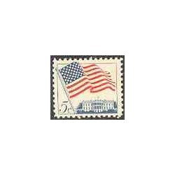 تمبر خارجی - 1 عدد تمبر پرچم و کاخ سفید - آمریکا 1963