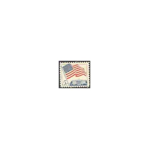 تمبر خارجی - 1 عدد تمبر پرچم و کاخ سفید - آمریکا 1963