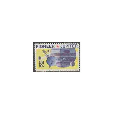 1 عدد تمبر سیاره مشتری - سفینه پایونیر - آمریکا 1975