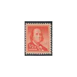 1 عدد تمبر سری پستی - بنجامین فرانکلین - آمریکا 1954