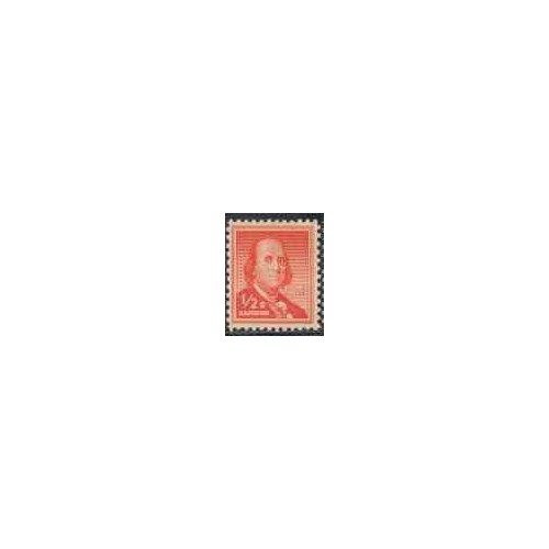 1 عدد تمبر سری پستی - بنجامین فرانکلین - آمریکا 1954