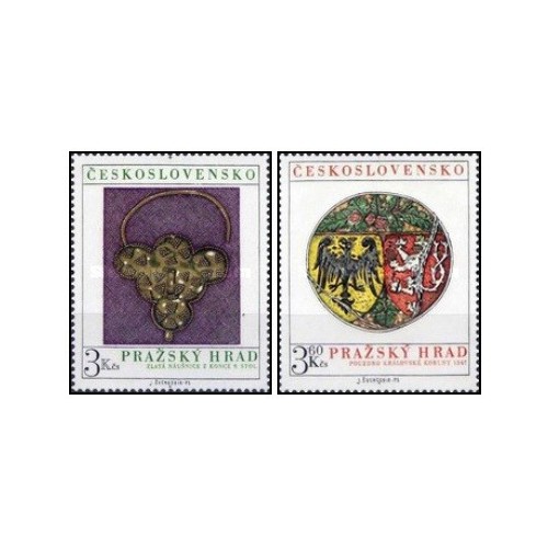 2 عدد تمبر قلعه پراگ - چک اسلواکی 1975 قیمت 3 دلار