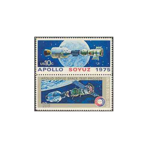 2 عدد تمبر آپولو سایوز - تمبر مشترک با شوروی - آمریکا 1975
