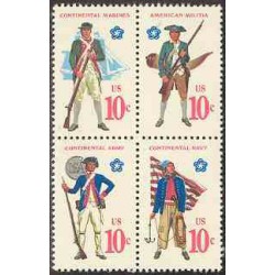 4 عدد تمبر یونیفرمها - آمریکا 1975