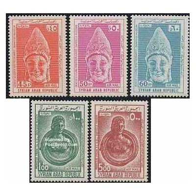 5 عدد تمبر سری پستی - باستانشناسی - سوریه 1967