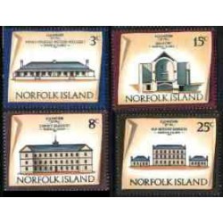  4 عدد تمبر سری پستی - معماری - جزایر نورفولک 1973