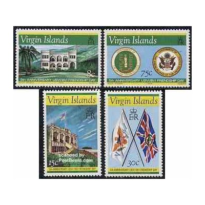  4 عدد تمبر پنجمین سالگرد روابط دوستانه جزایر ویرجین بریتانیا و آمریکا - جزایر ویرجین 1976