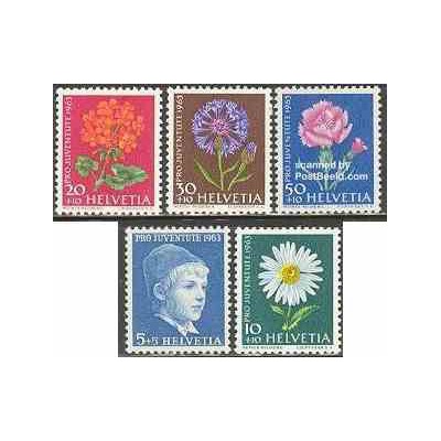 5 عدد تمبر جوانان - گلها - سوئیس 1963