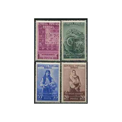 تمبر خارجی - 4 عدد تمبر هنرهای قومی - رومانی 1953