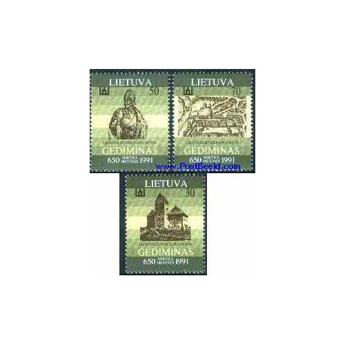 تمبر خارجی - 3 عدد تمبر قدمیناس - دوک بزرگ لیتوانی - لیتوانی 1991