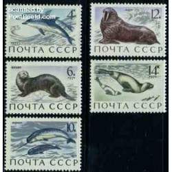 تمبر خارجی -  5 عدد تمبر جانوران دریائی - شوروی 1971
