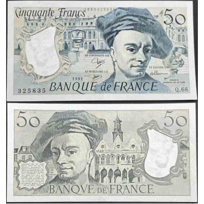 اسکناس تابلویی 50 فرانک - فرانسه 1991 با کیفیت مطابق تصویر - سفارشی
