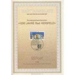 برگه اولین روز انتشار تمبر 1250مین سالگرد هرسفلد بد - جمهوری فدرال آلمان 1986