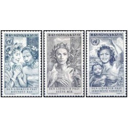 3 عدد تمبر دهمین سالگرد اعلامیه حقوق بشر - چک اسلواکی 1959 قیمت 2.5 دلار