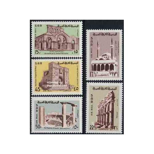 5 عدد تمبر بناهای قدیمی - سوریه 1968